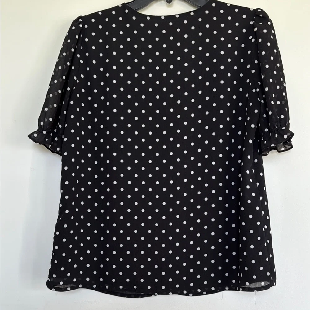 J. Crew Black and White Flutter Sleeve Blouse